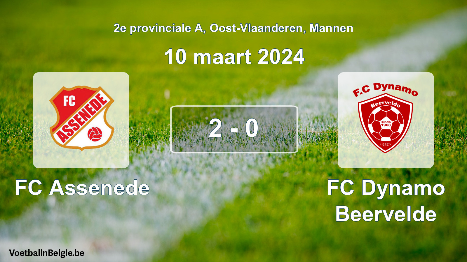 Gespeelde wedstrijd mannenvoetbal: FC Assenede - FC Dynamo Beervelde 2 - 0 (10 maart 2024)