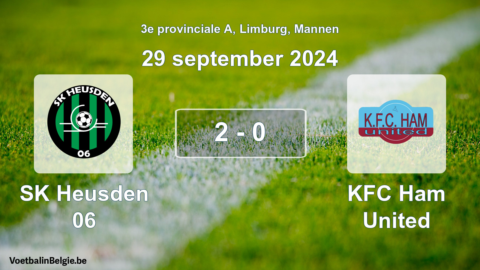 Gespeelde wedstrijd mannenvoetbal: SK Heusden 06 - KFC Ham United 2 - 0 (29 september 2024)