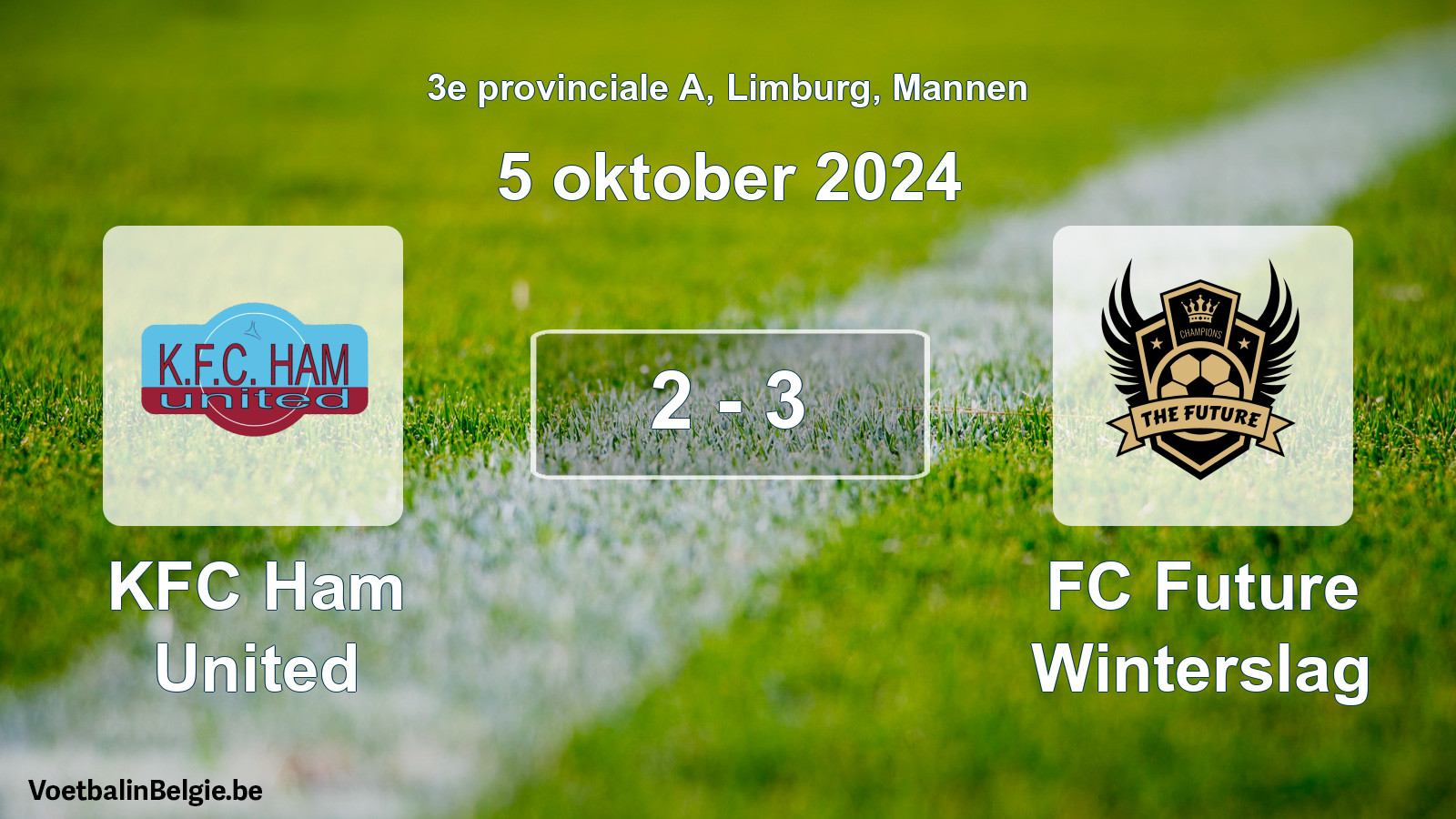 Gespeelde wedstrijd mannenvoetbal: KFC Ham United - FC Future Winterslag 2 - 3 (5 oktober 2024)