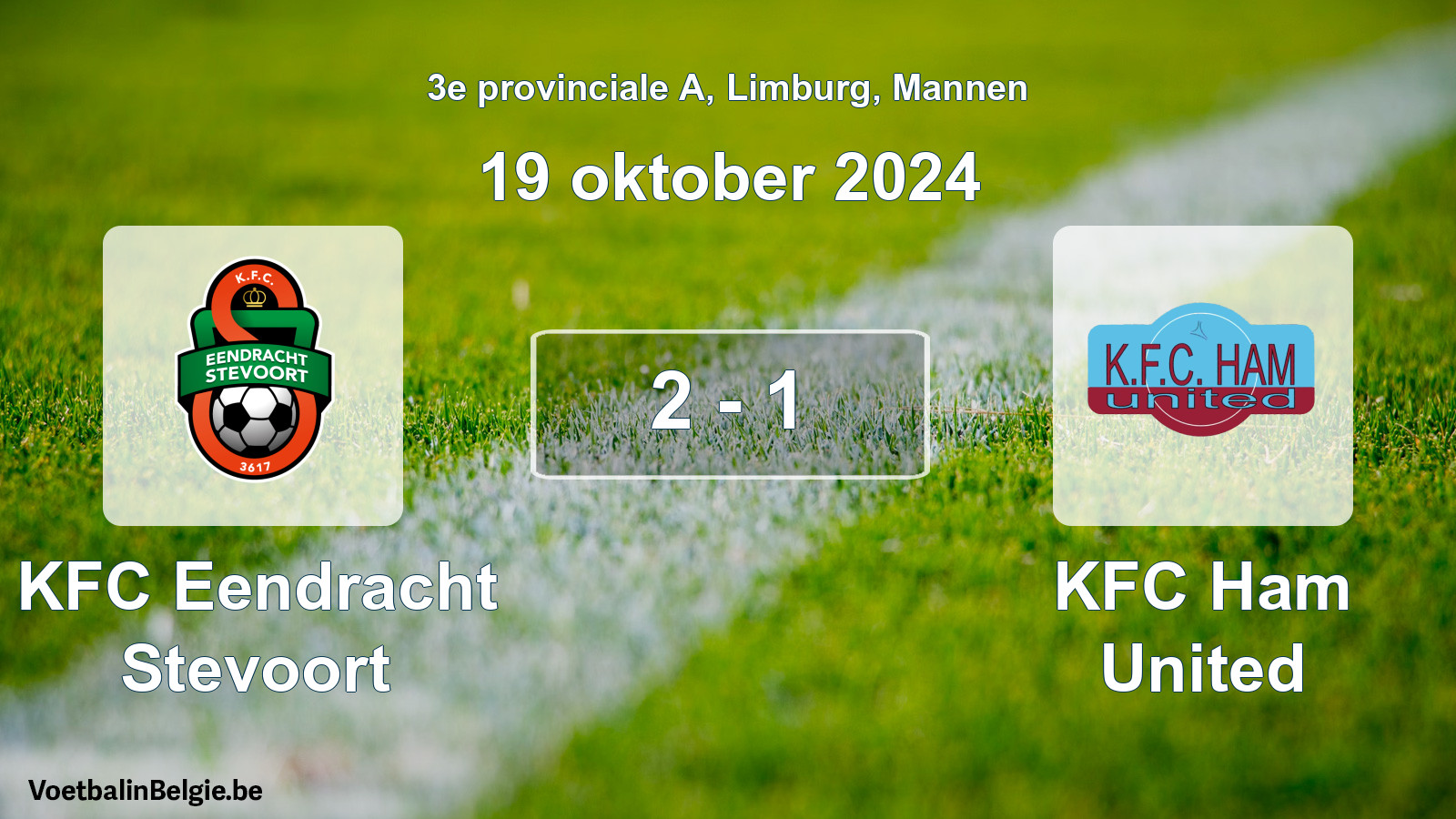 Gespeelde wedstrijd mannenvoetbal: KFC Eendracht Stevoort - KFC Ham United 2 - 1 (19 oktober 2024)