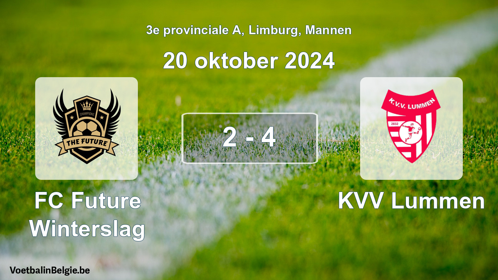 Played match men football: FC Future Winterslag - KVV Lummen 2 - 4 (20 October 2024)