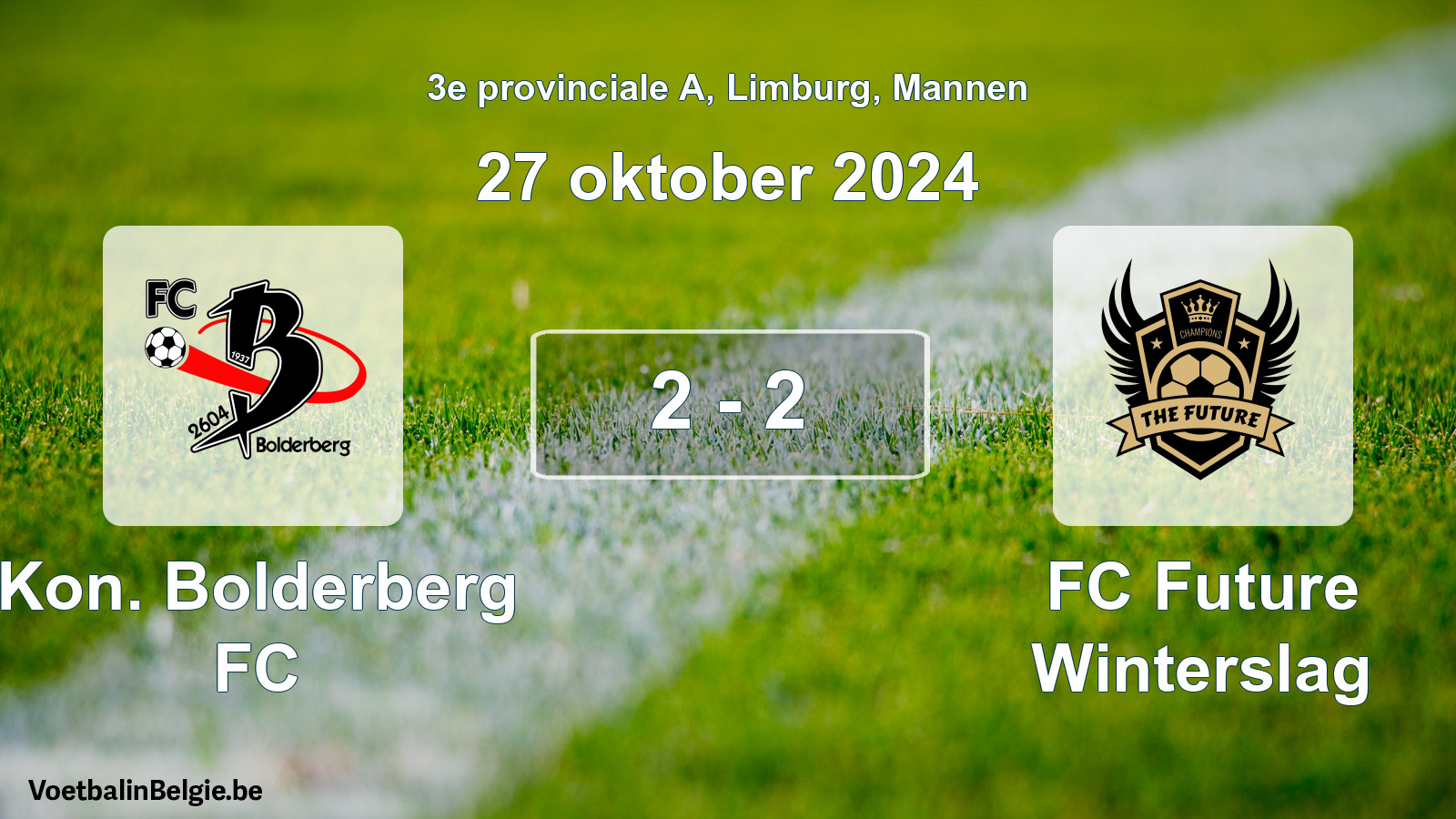 Gespeelde wedstrijd mannenvoetbal: Kon. Bolderberg FC - FC Future Winterslag 2 - 2 (27 oktober 2024)