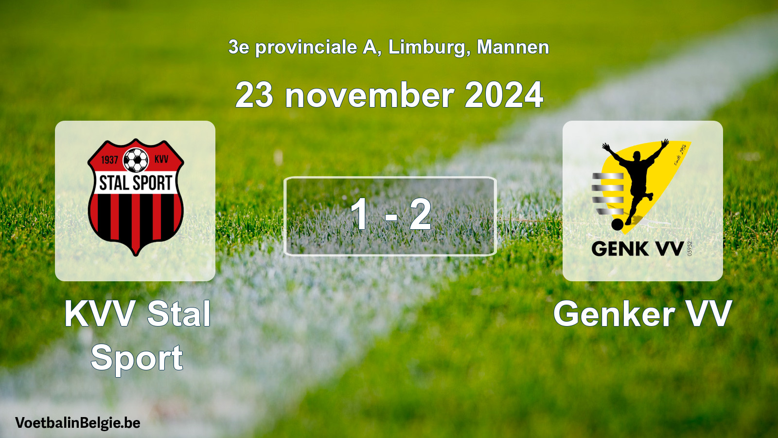 Gespeelde wedstrijd mannenvoetbal: KVV Stal Sport - Genker VV 1 - 2 (23 november 2024)