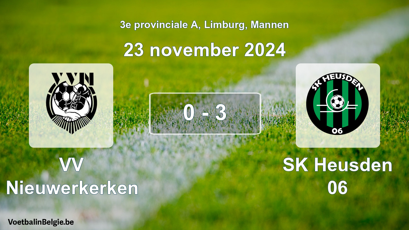 Gespeelde wedstrijd mannenvoetbal: VV Nieuwerkerken - SK Heusden 06 0 - 3 (23 november 2024)