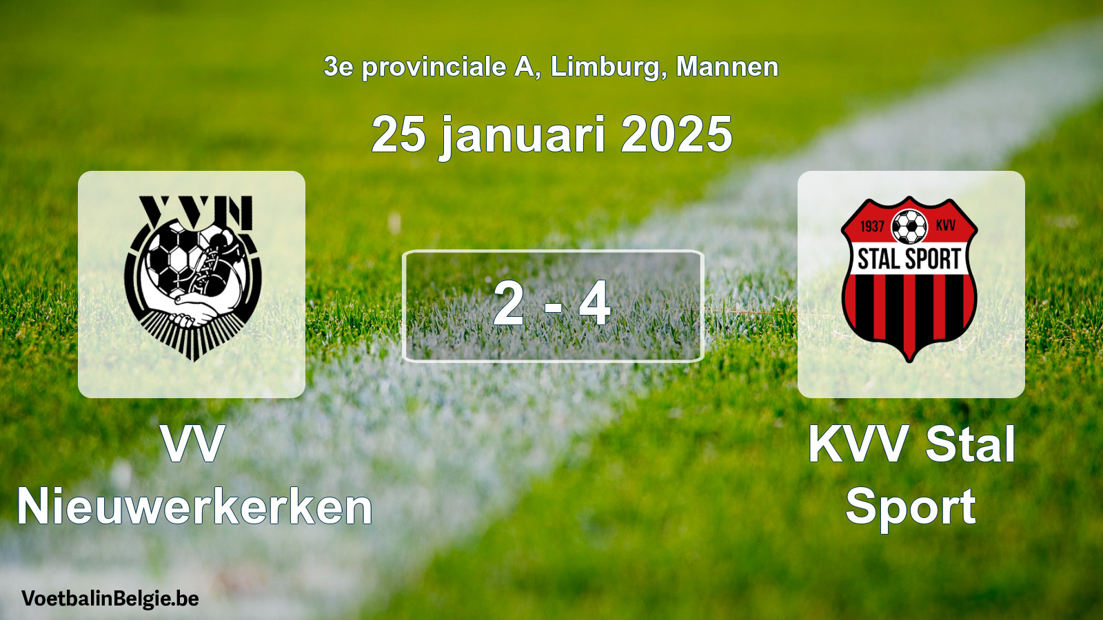 Played match men football: VV Nieuwerkerken - KVV Stal Sport 2 - 4 (25 January 2025)