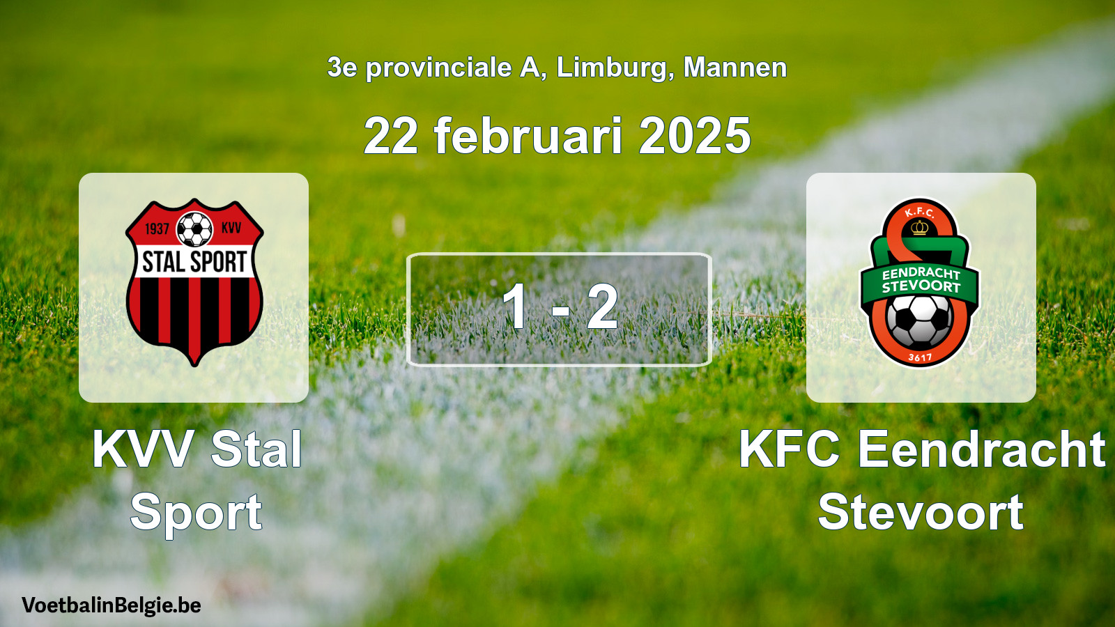 Gespeelde wedstrijd mannenvoetbal: KVV Stal Sport - KFC Eendracht Stevoort 1 - 2 (22 februari 2025)