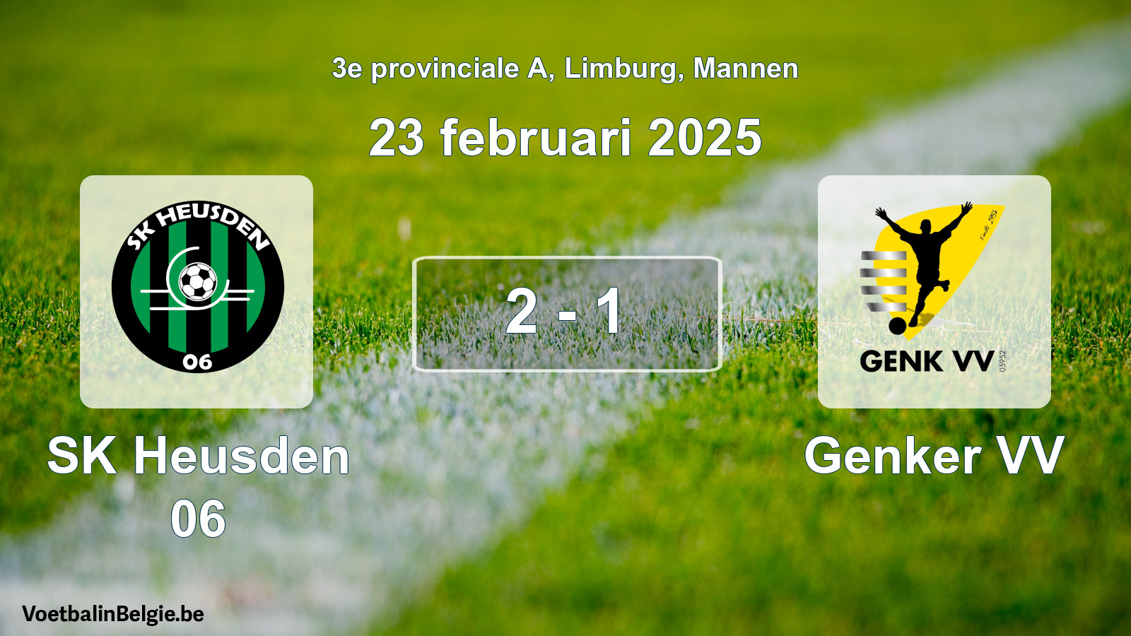 Gespeelde wedstrijd mannenvoetbal: SK Heusden 06 - Genker VV 2 - 1 (23 februari 2025)