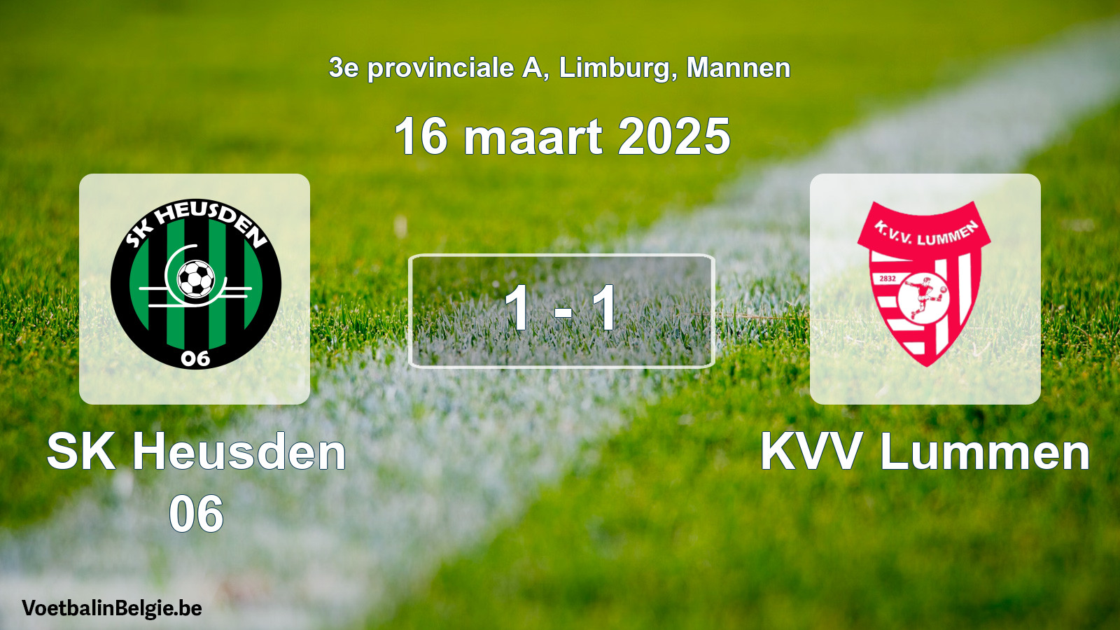 Gespeelde wedstrijd mannenvoetbal: SK Heusden 06 - KVV Lummen 1 - 1 (16 maart 2025)