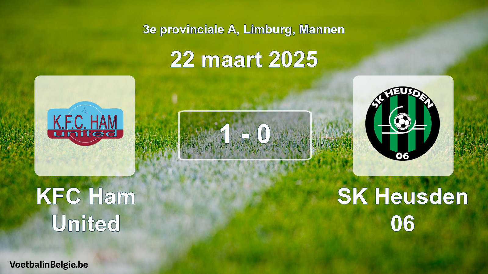 Gespeelde wedstrijd mannenvoetbal: KFC Ham United - SK Heusden 06 1 - 0 (22 maart 2025)