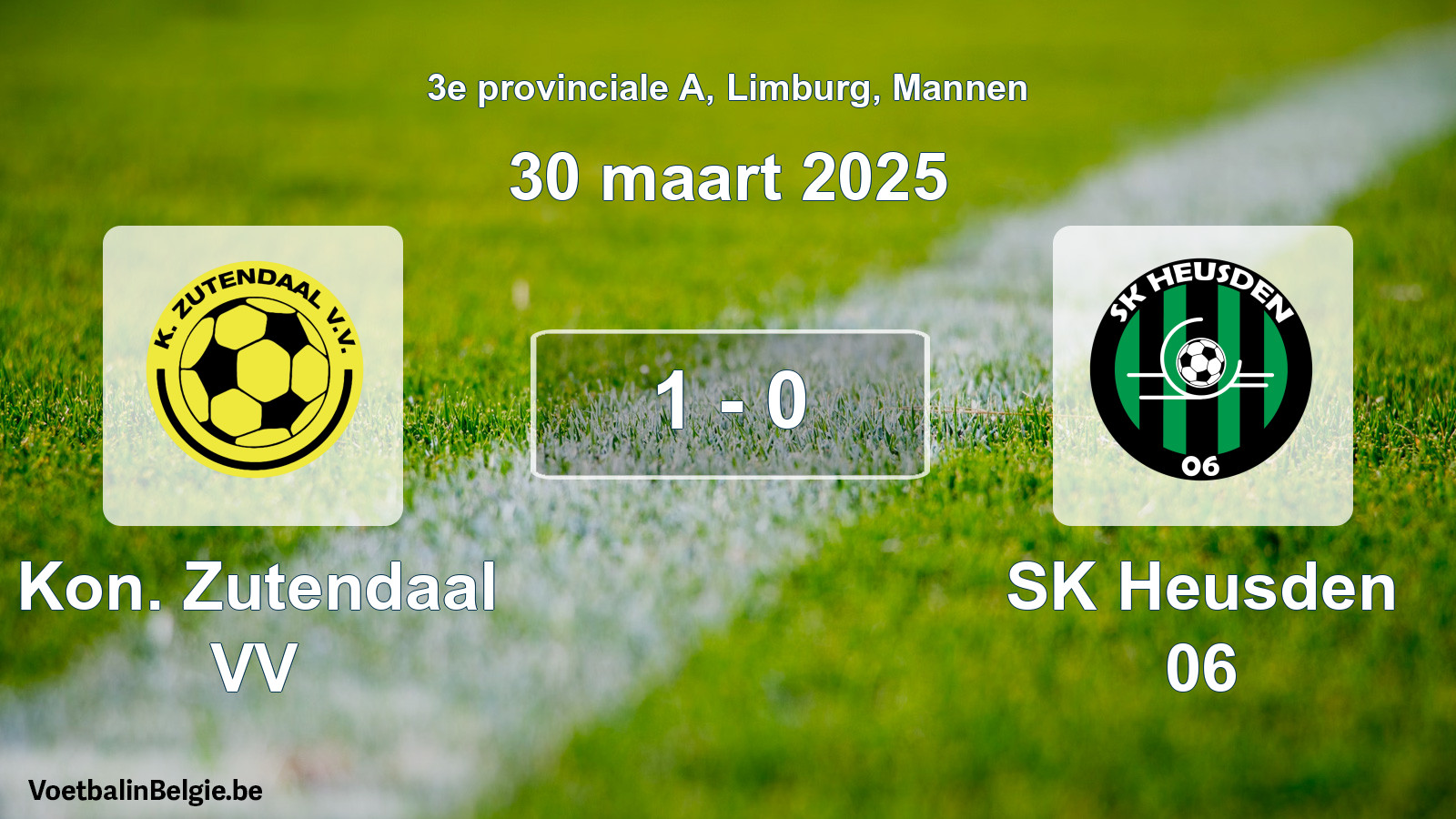 Gespeelde wedstrijd mannenvoetbal: Kon. Zutendaal VV - SK Heusden 06 1 - 0 (30 maart 2025)