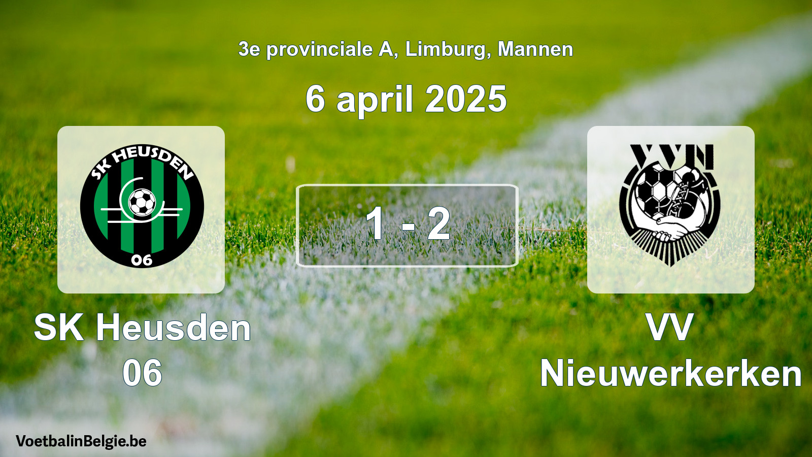 Gespeelde wedstrijd mannenvoetbal: SK Heusden 06 - VV Nieuwerkerken 1 - 2 (6 april 2025)