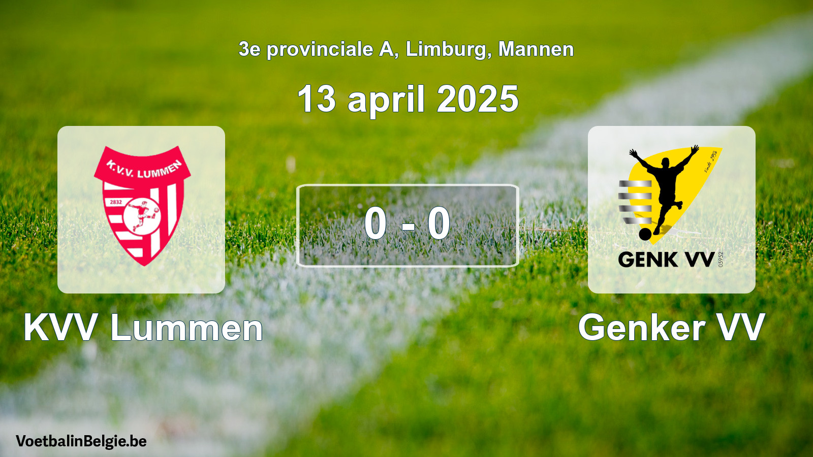 Gespeelde wedstrijd mannenvoetbal: KVV Lummen - Genker VV 0 - 0 (13 april 2025)