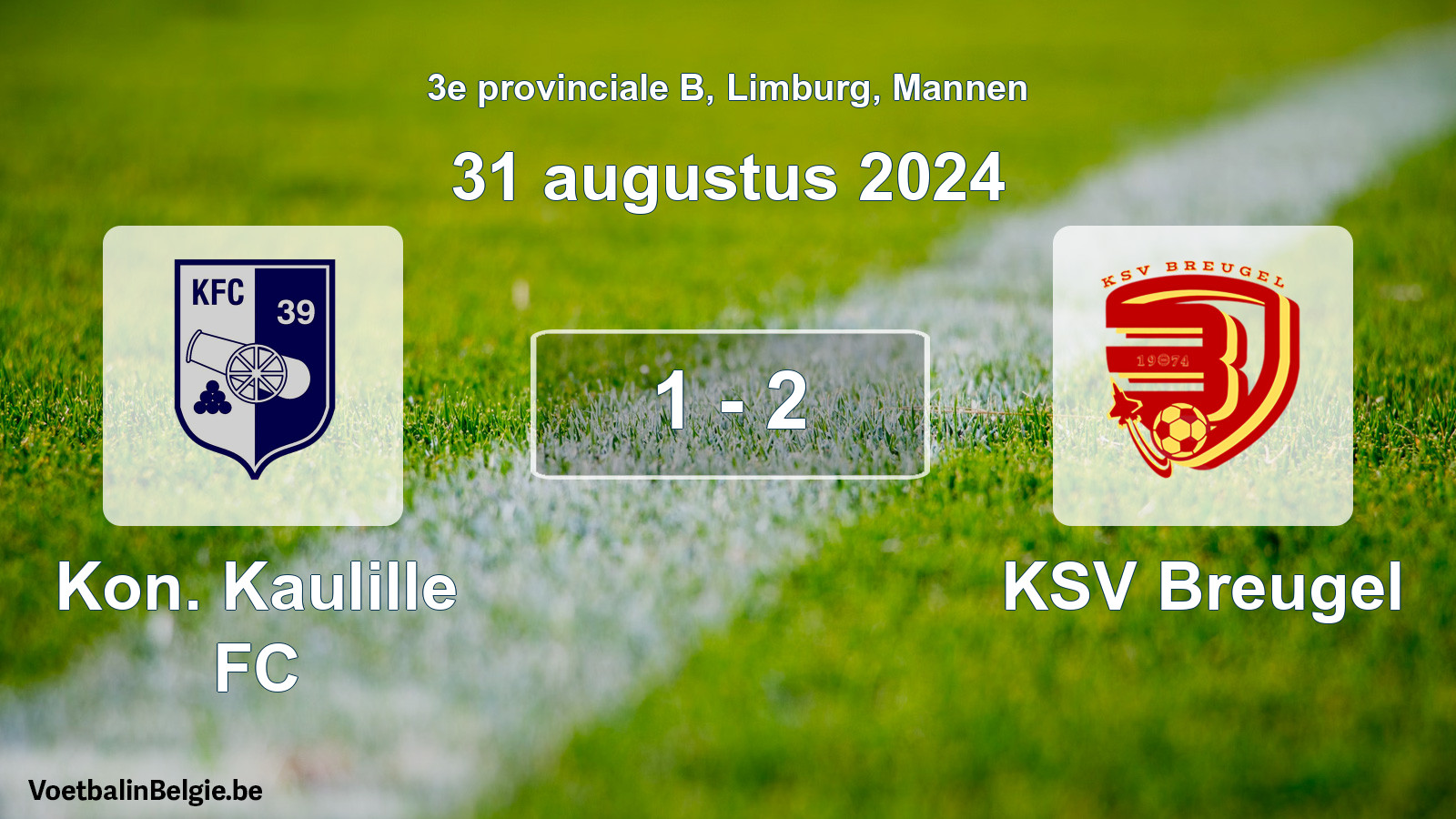 Gespeelde wedstrijd mannenvoetbal: Kon. Kaulille FC - KSV Breugel 1 - 2 (31 augustus 2024)