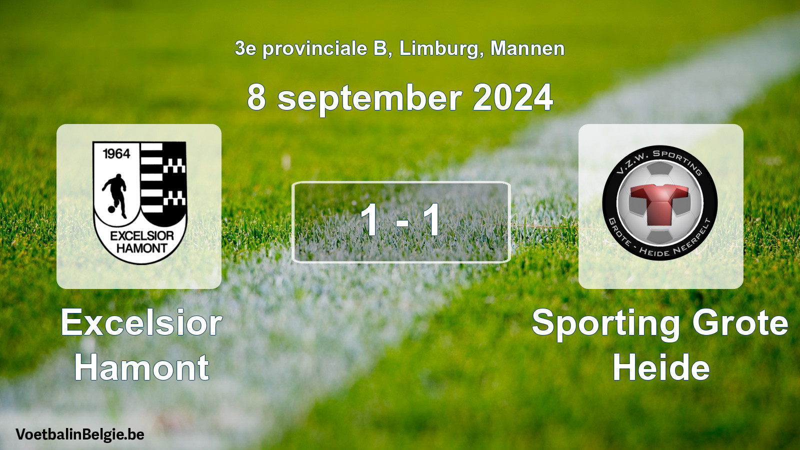 Gespeelde wedstrijd mannenvoetbal: Excelsior Hamont - Sporting Grote Heide 1 - 1 (8 september 2024)