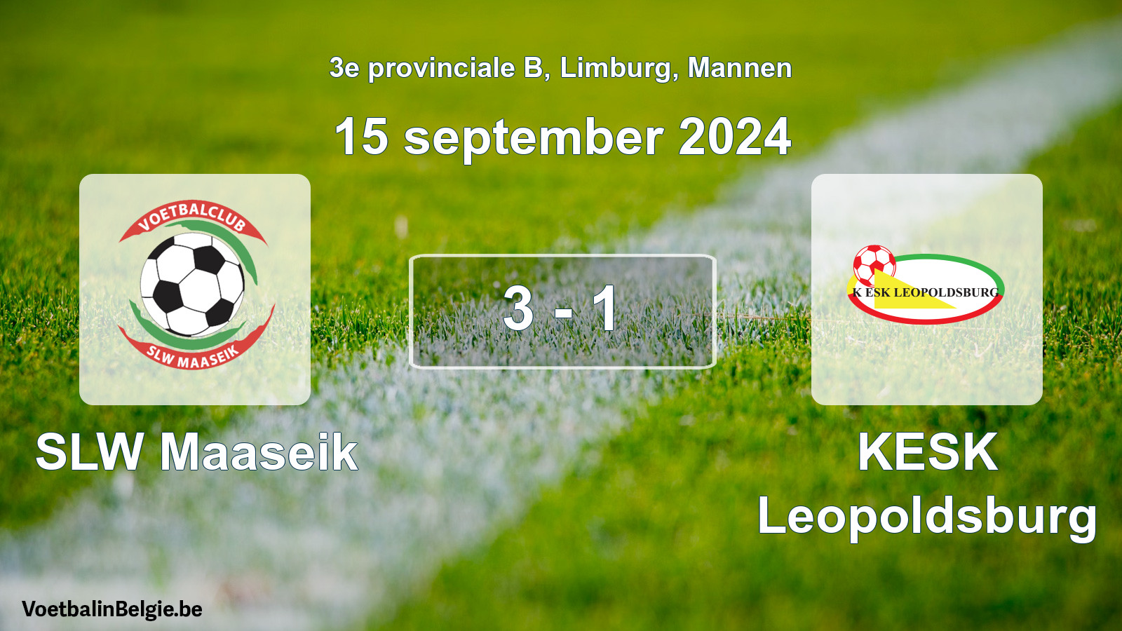 Gespeelde wedstrijd mannenvoetbal: SLW Maaseik - KESK Leopoldsburg 3 - 1 (15 september 2024)