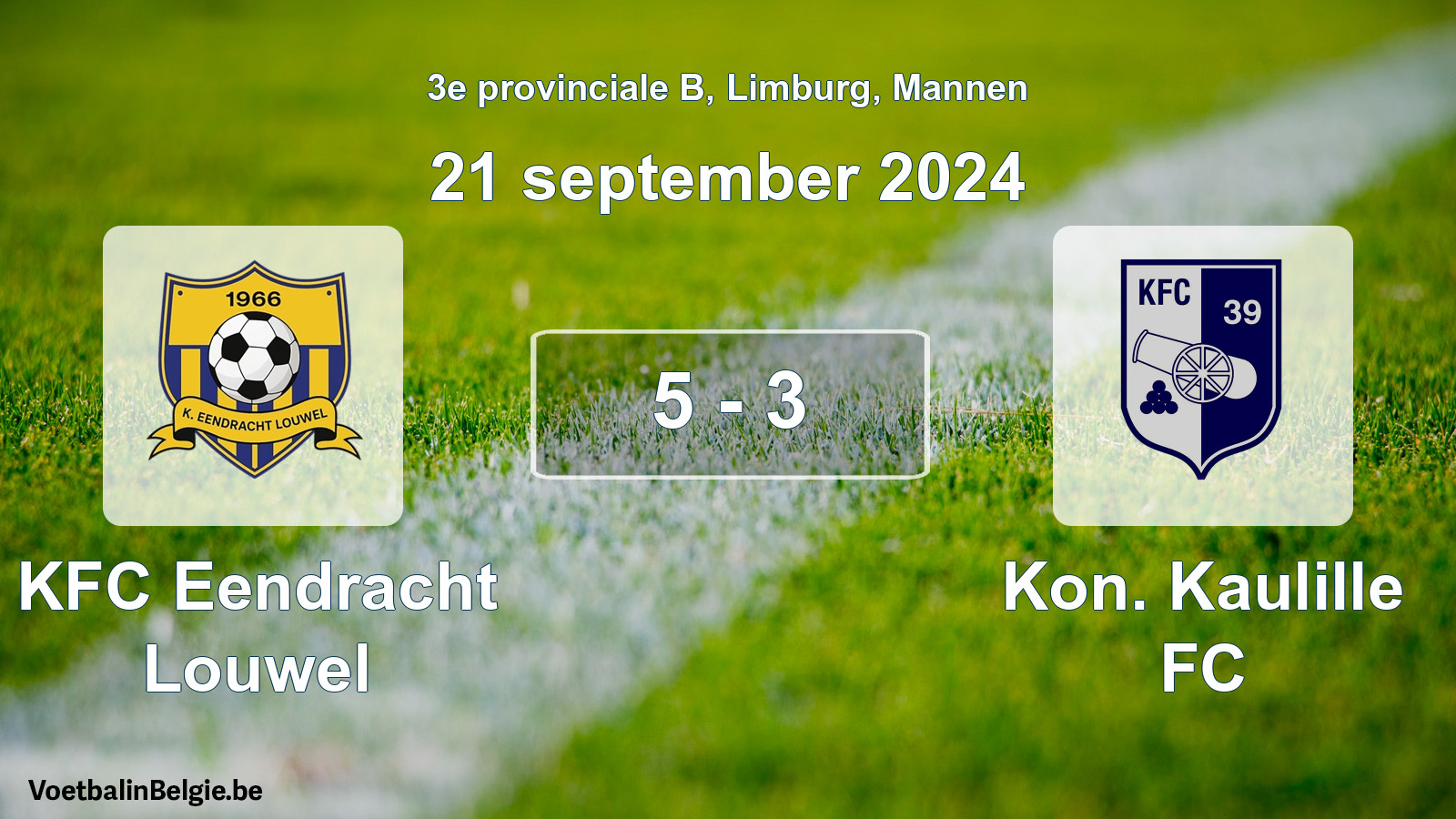 Gespeelde wedstrijd mannenvoetbal: KFC Eendracht Louwel - Kon. Kaulille FC 5 - 3 (21 september 2024)