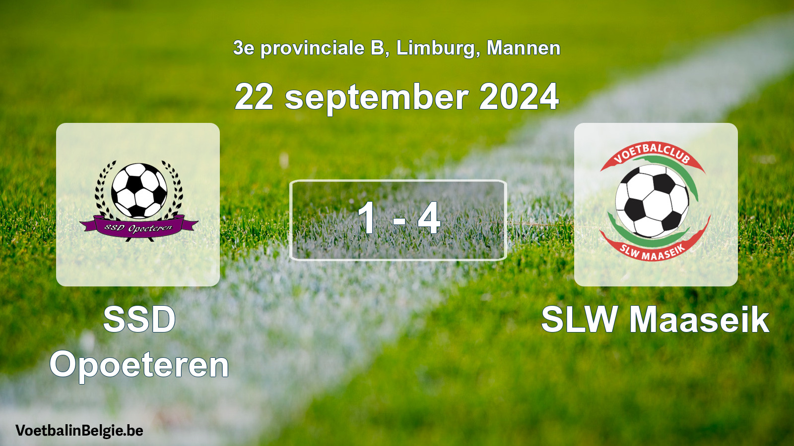 Gespeelde wedstrijd mannenvoetbal: SSD Opoeteren - SLW Maaseik 1 - 4 (22 september 2024)