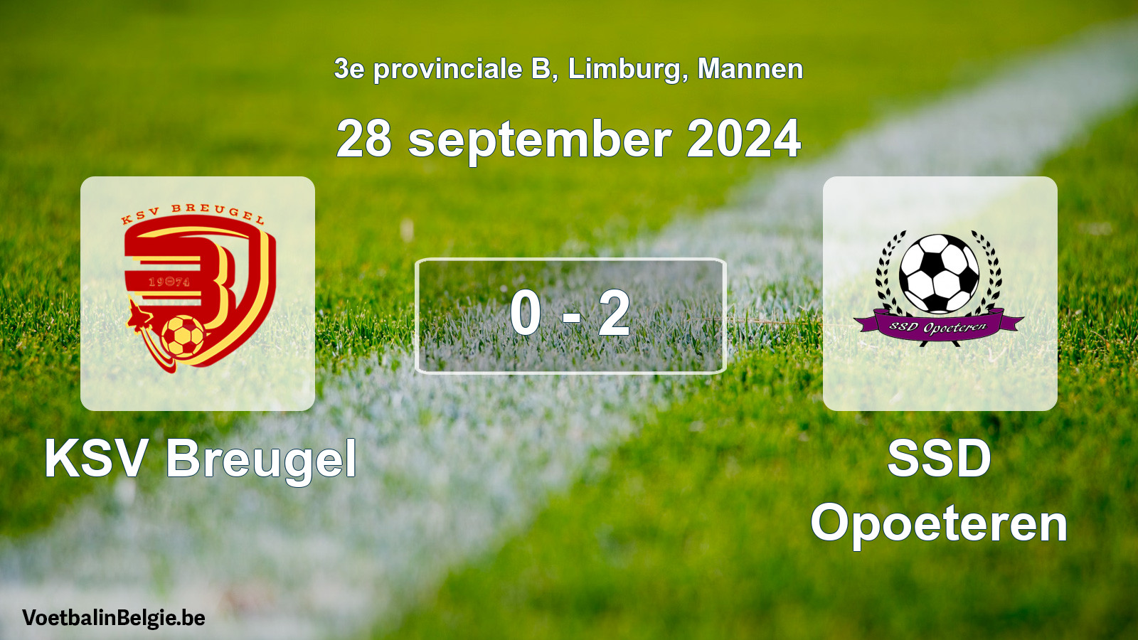 Gespeelde wedstrijd mannenvoetbal: KSV Breugel - SSD Opoeteren 0 - 2 (28 september 2024)