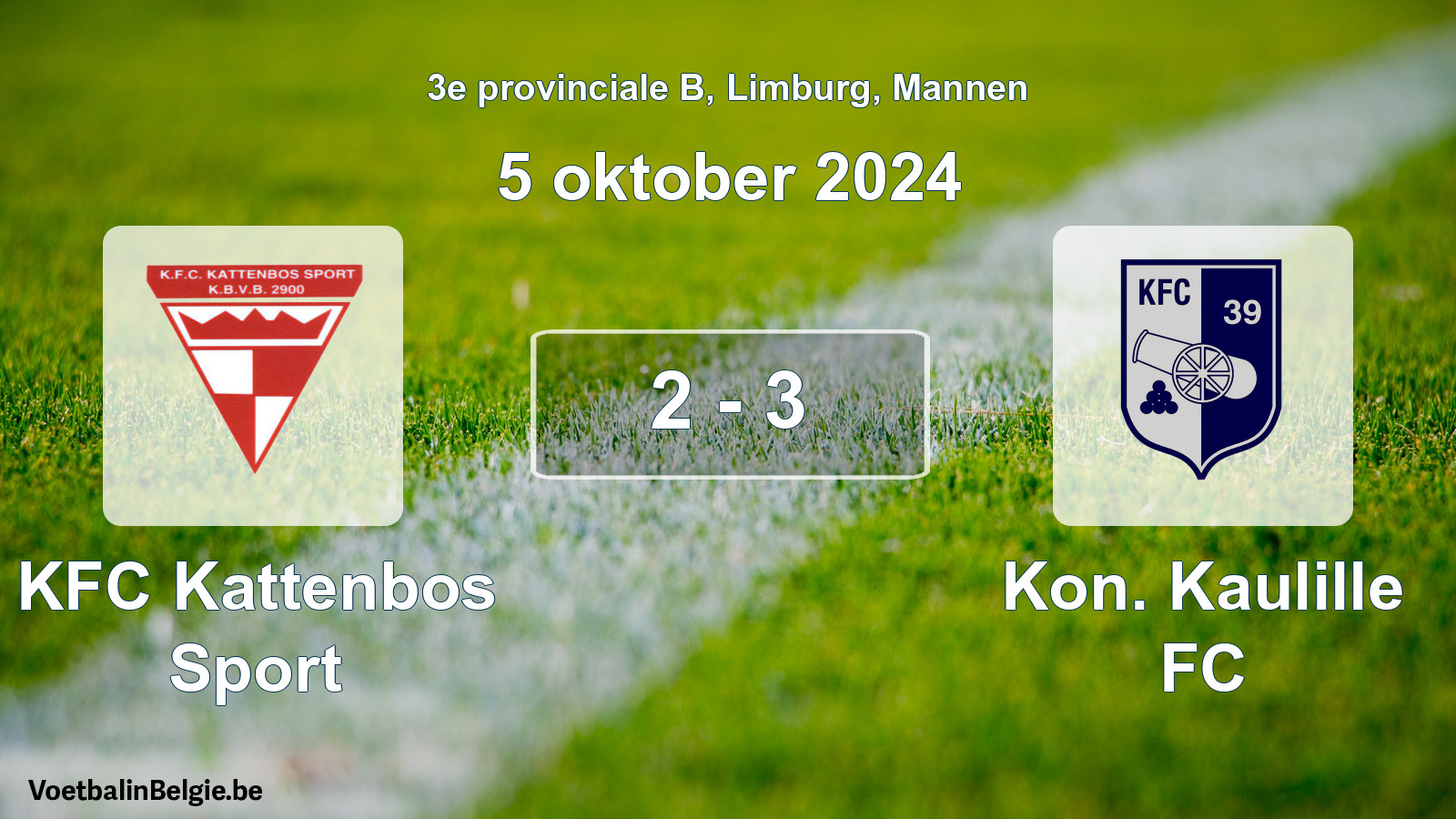 Gespeelde wedstrijd mannenvoetbal: KFC Kattenbos Sport - Kon. Kaulille FC 2 - 3 (5 oktober 2024)