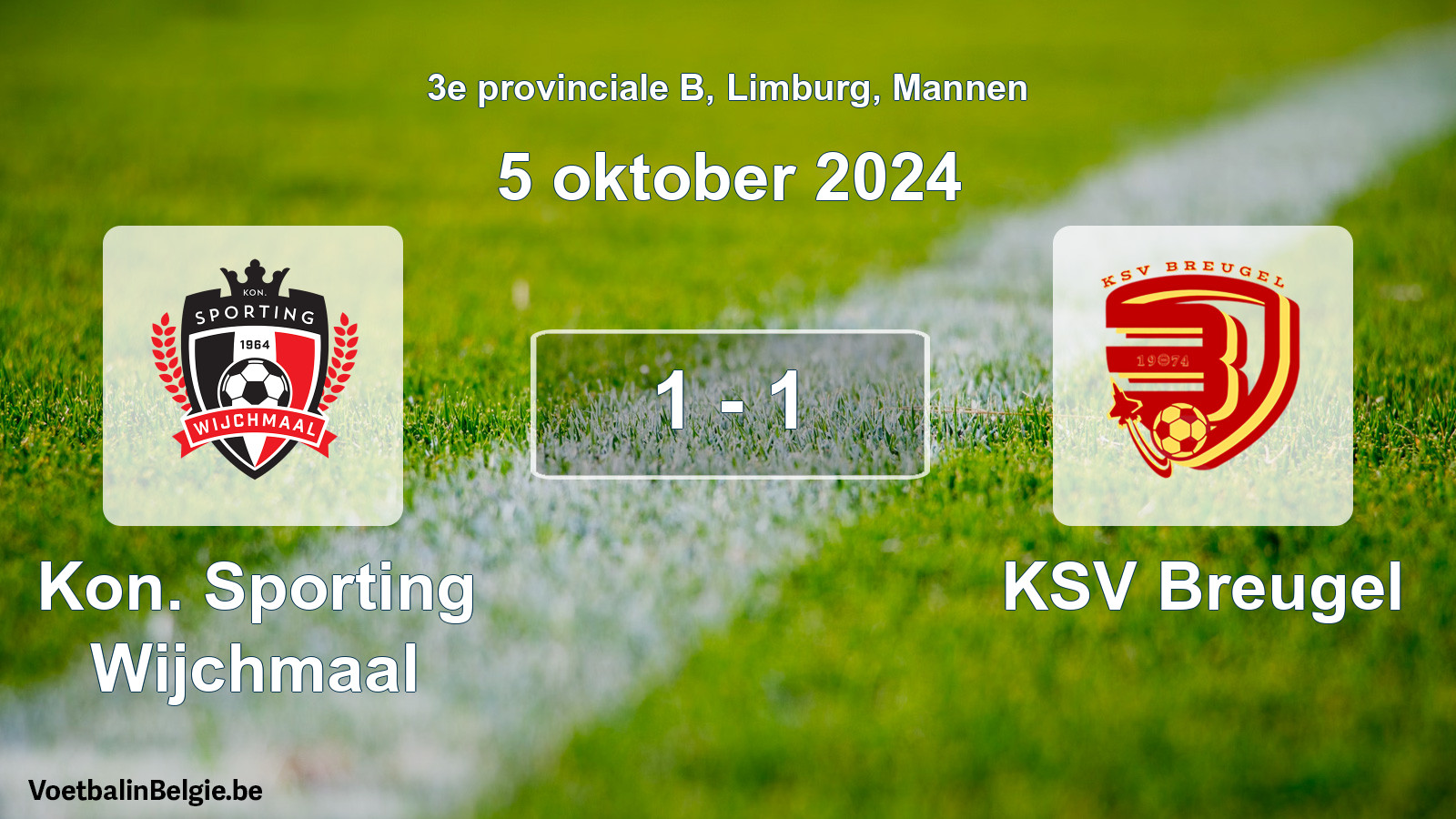 Gespeelde wedstrijd mannenvoetbal: Kon. Sporting Wijchmaal - KSV Breugel 1 - 1 (5 oktober 2024)