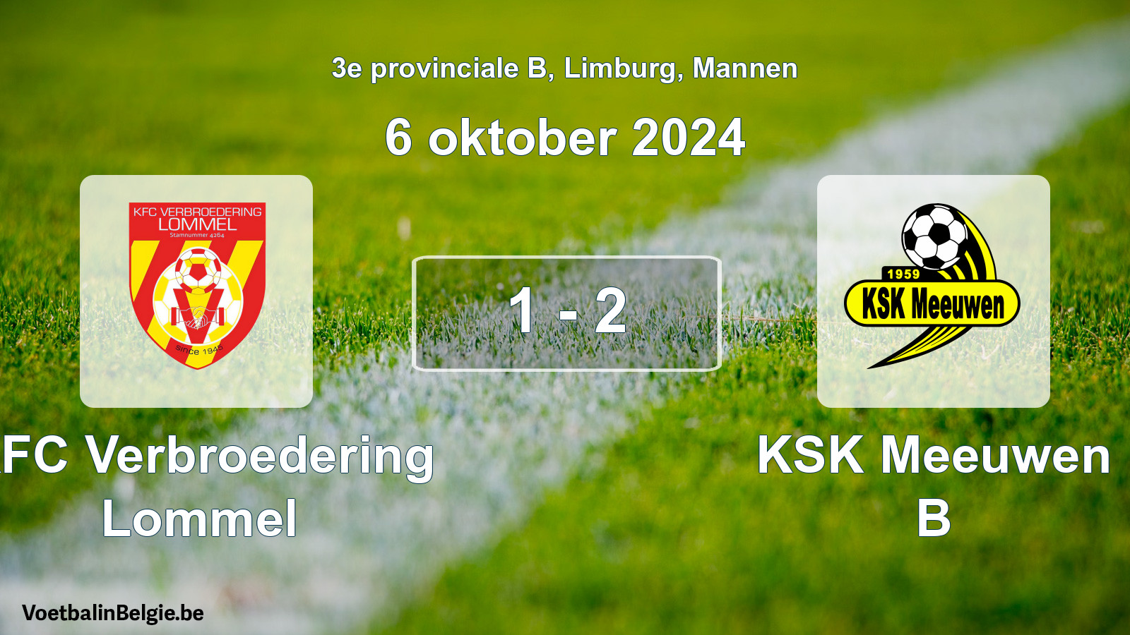 Gespeelde wedstrijd mannenvoetbal: KFC Verbroedering Lommel - KSK Meeuwen B 1 - 2 (6 oktober 2024)