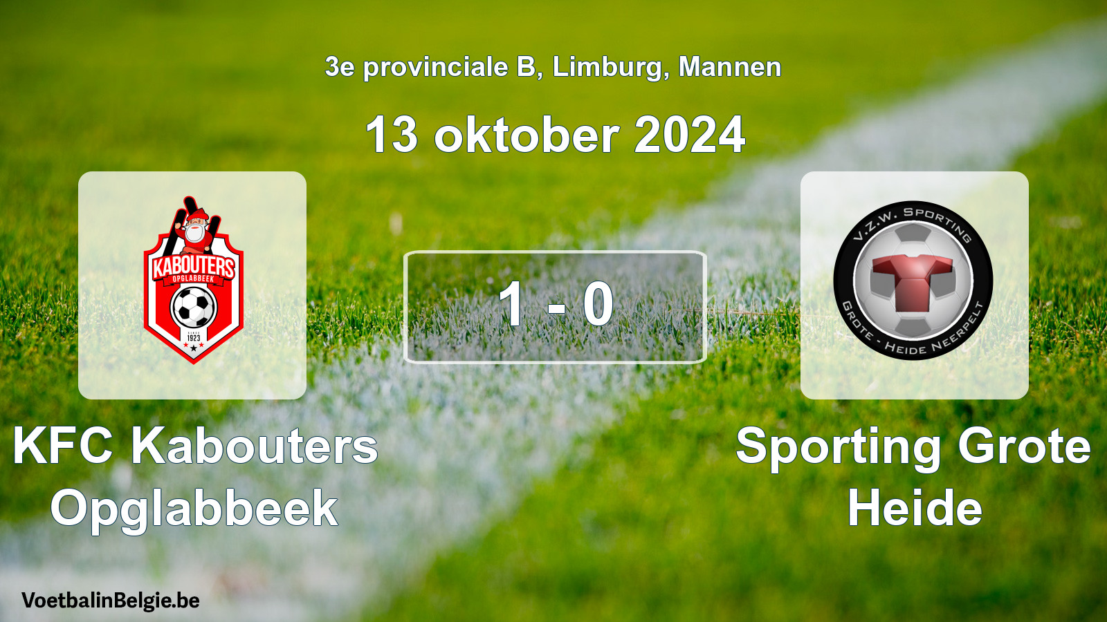 Gespeelde wedstrijd mannenvoetbal: KFC Kabouters Opglabbeek - Sporting Grote Heide 1 - 0 (13 oktober 2024)
