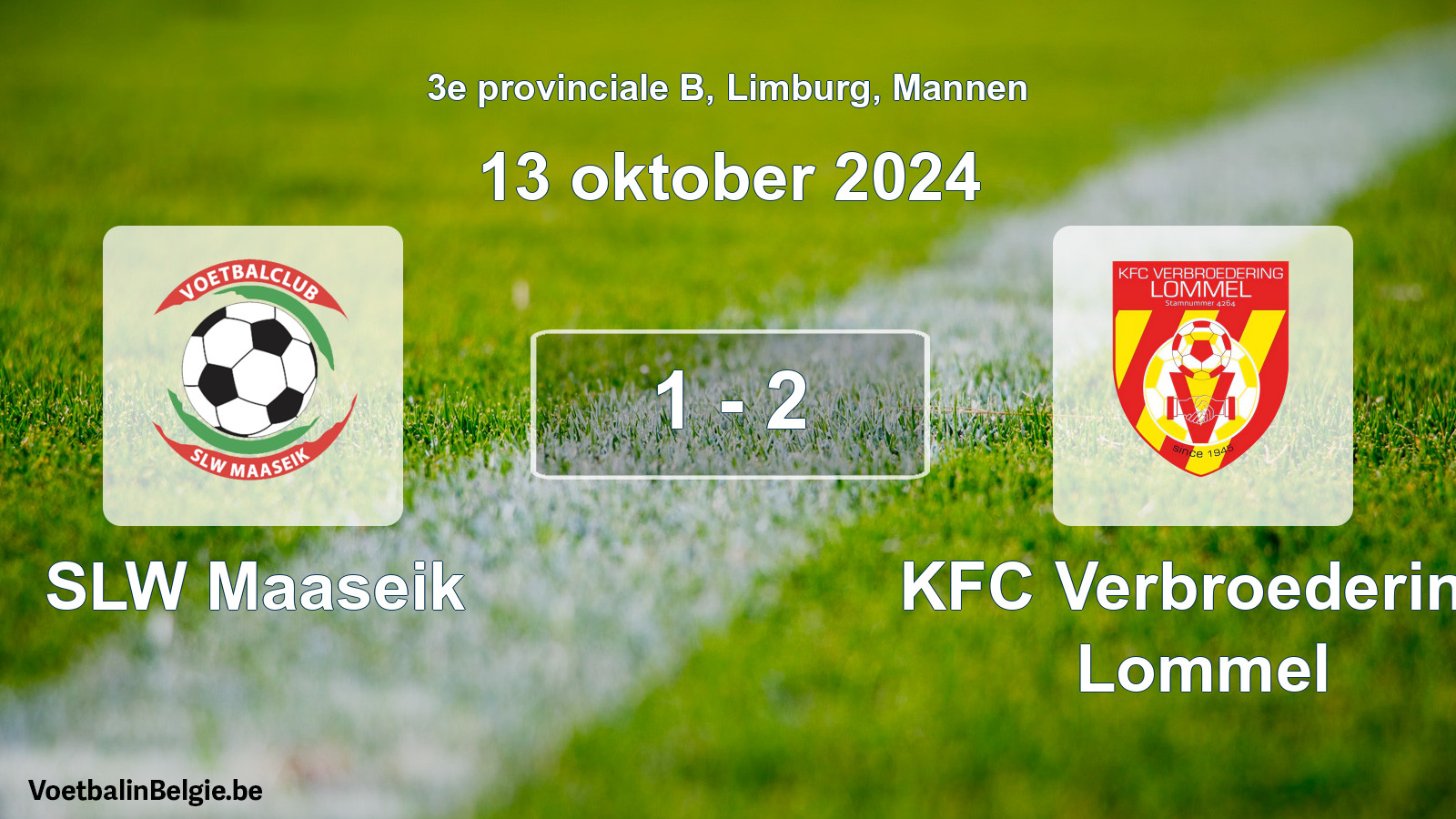 Gespeelde wedstrijd mannenvoetbal: SLW Maaseik - KFC Verbroedering Lommel 1 - 2 (13 oktober 2024)