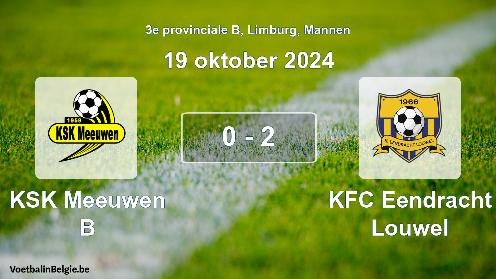 Gespeelde wedstrijd mannenvoetbal: KSK Meeuwen B - KFC Eendracht Louwel 0 - 2 (19 oktober 2024)