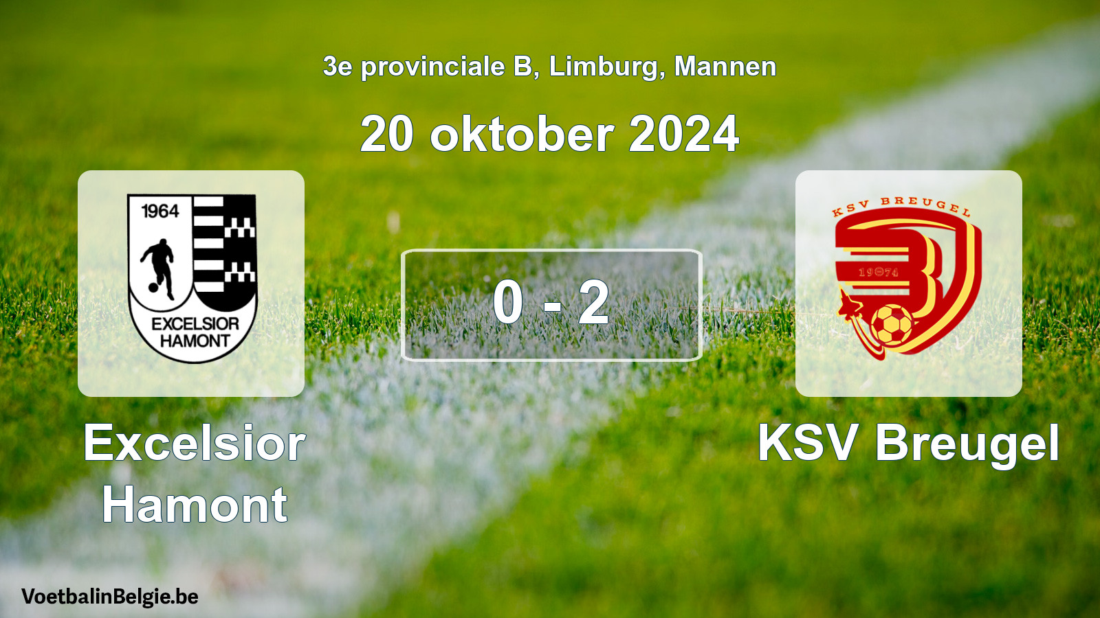 Gespeelde wedstrijd mannenvoetbal: Excelsior Hamont - KSV Breugel 0 - 2 (20 oktober 2024)