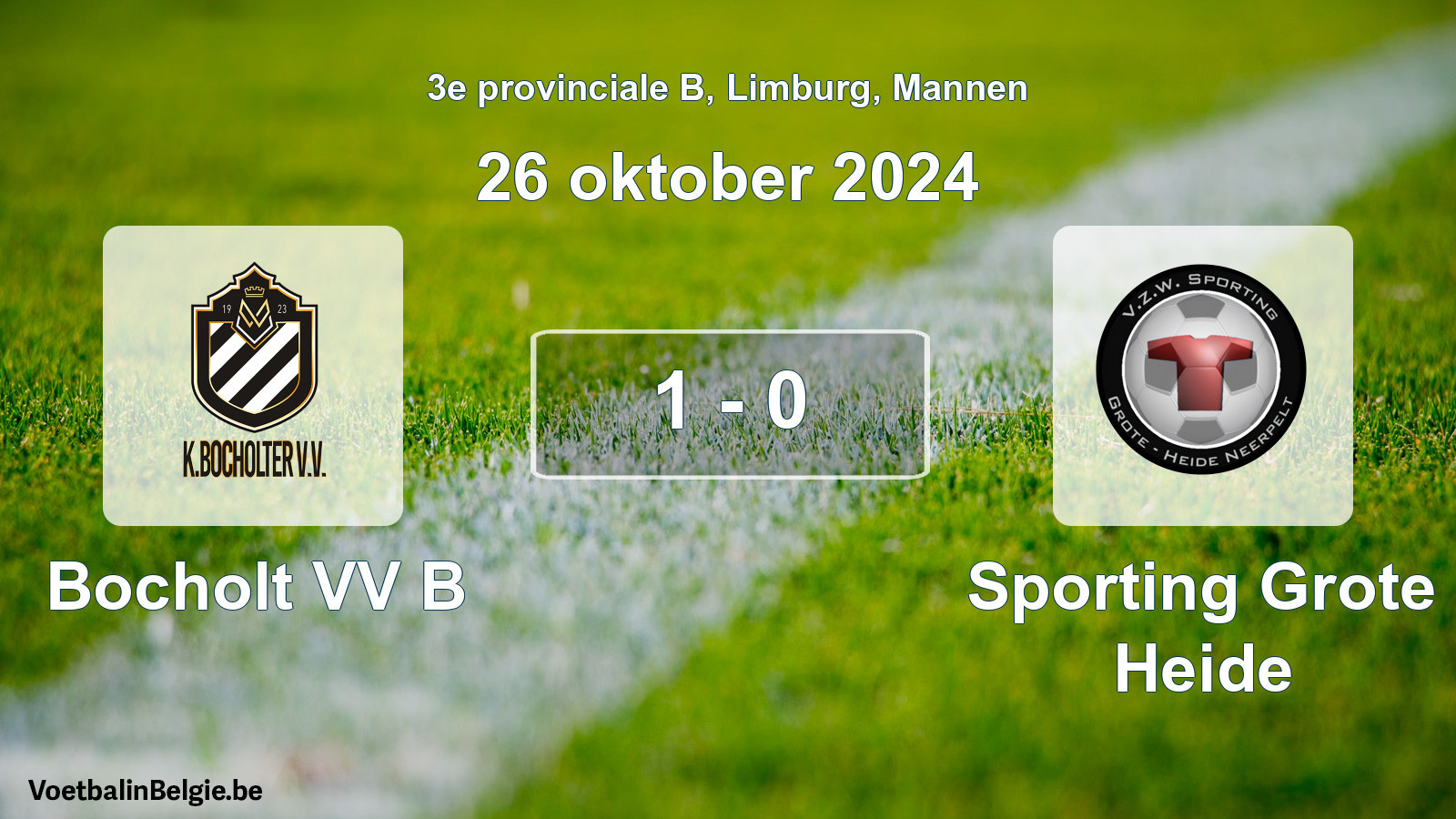 Gespeelde wedstrijd mannenvoetbal: Bocholt VV B - Sporting Grote Heide 1 - 0 (26 oktober 2024)