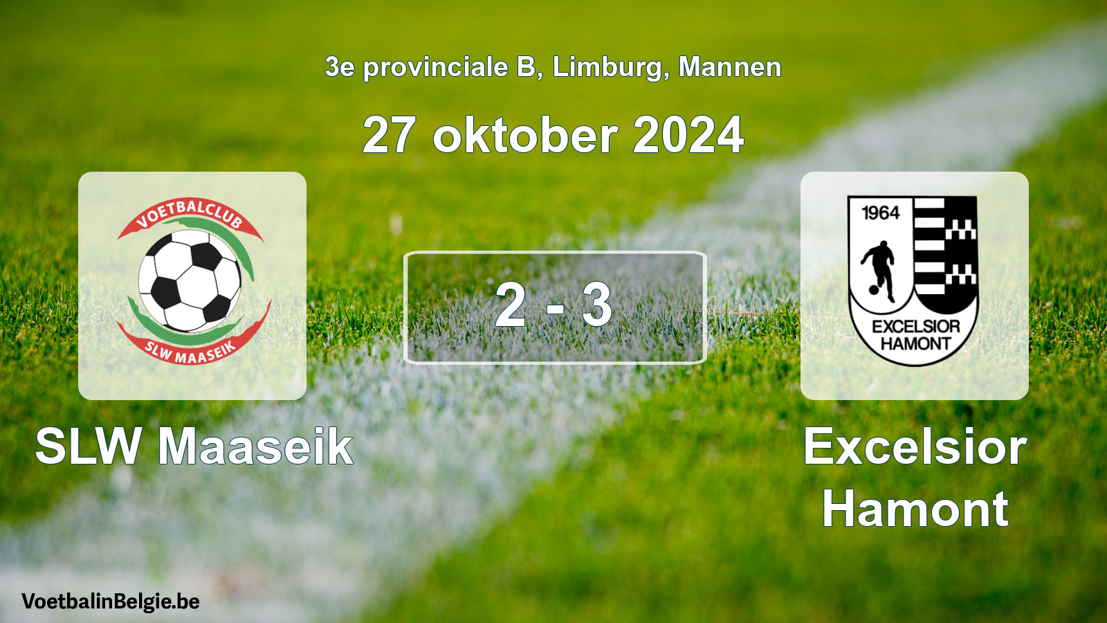 Gespeelde wedstrijd mannenvoetbal: SLW Maaseik - Excelsior Hamont 2 - 3 (27 oktober 2024)