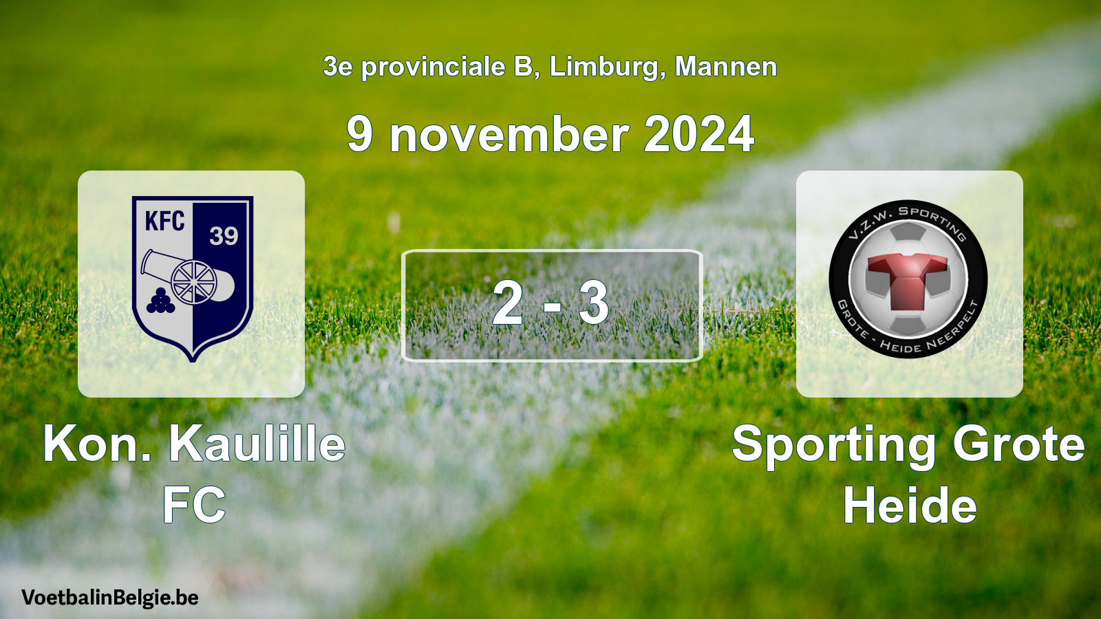 Gespeelde wedstrijd mannenvoetbal: Kon. Kaulille FC - Sporting Grote Heide 2 - 3 (9 november 2024)