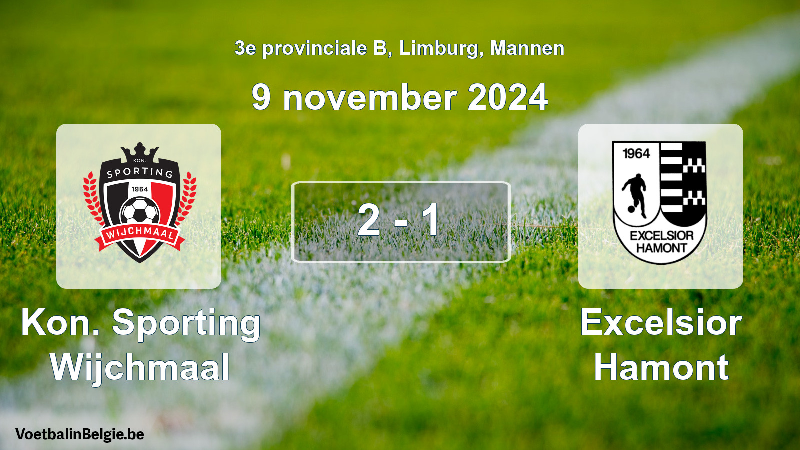 Gespeelde wedstrijd mannenvoetbal: Kon. Sporting Wijchmaal - Excelsior Hamont 2 - 1 (9 november 2024)