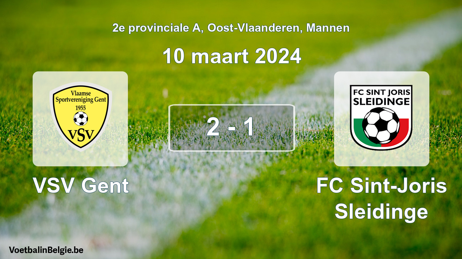 Gespeelde wedstrijd mannenvoetbal: VSV Gent - FC Sint-Joris Sleidinge 2 - 1 (10 maart 2024)