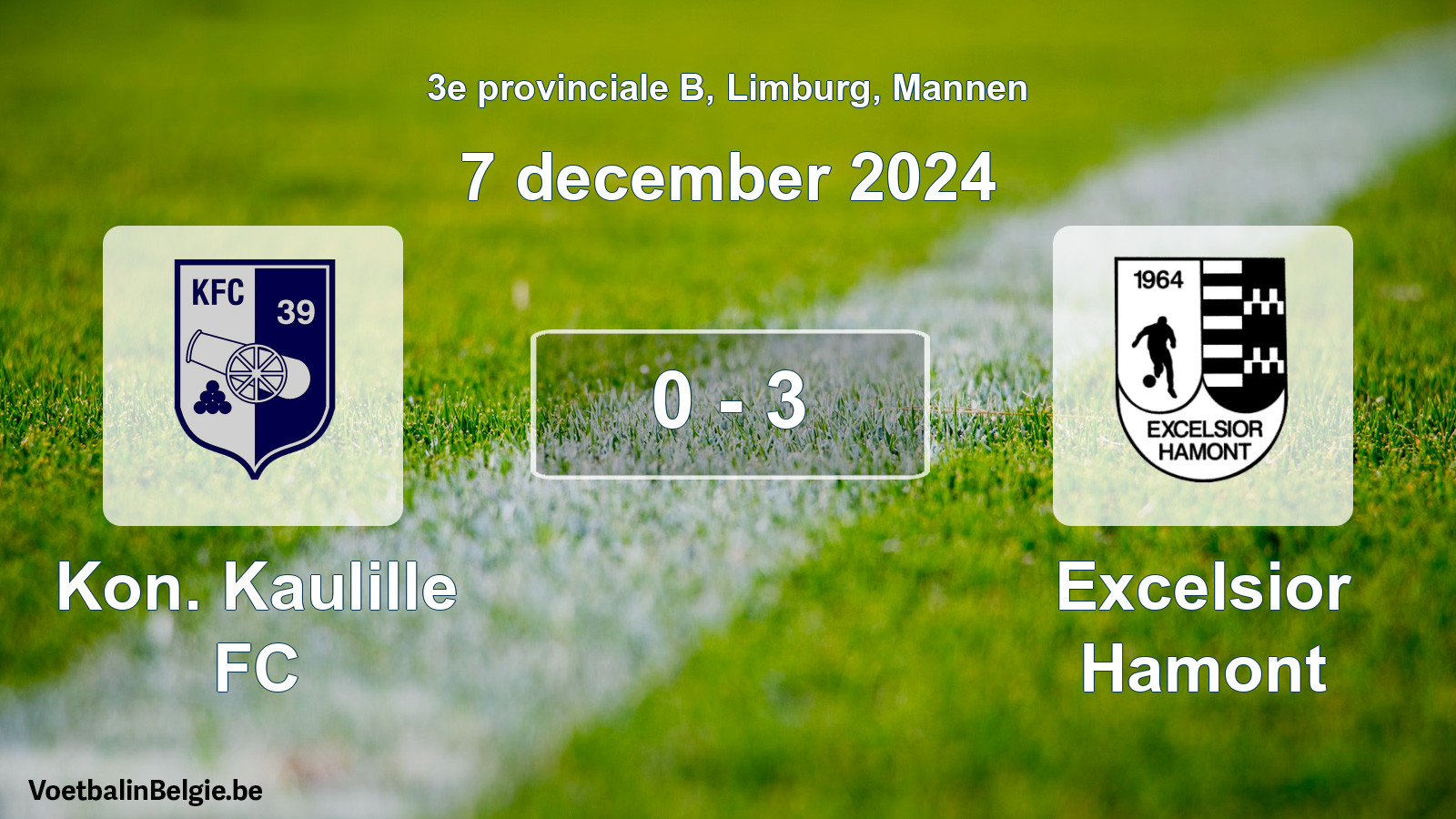 Gespeelde wedstrijd mannenvoetbal: Kon. Kaulille FC - Excelsior Hamont 0 - 3 (7 december 2024)