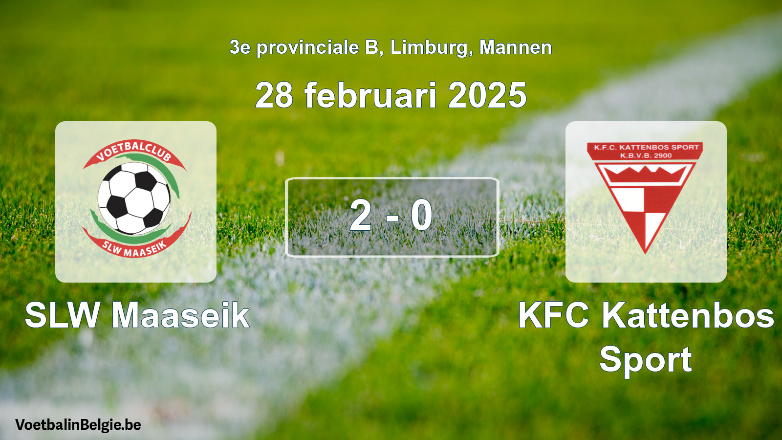 Gespeelde wedstrijd mannenvoetbal: SLW Maaseik - KFC Kattenbos Sport 2 - 0 (28 februari 2025)