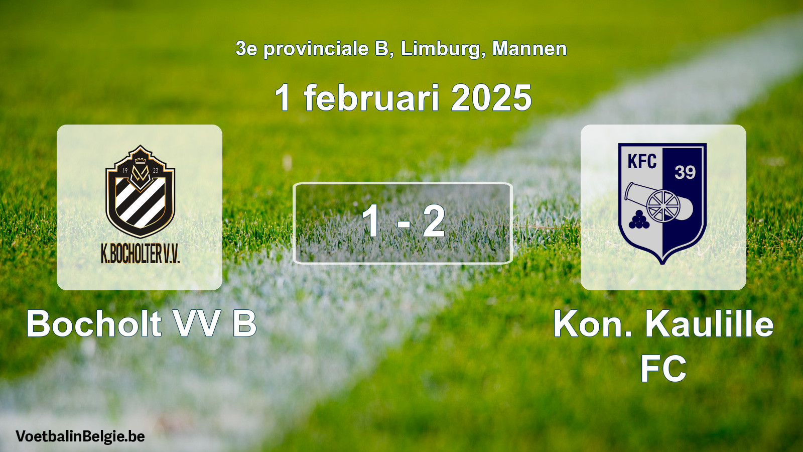 Gespeelde wedstrijd mannenvoetbal: Bocholt VV B - Kon. Kaulille FC 1 - 2 (1 februari 2025)