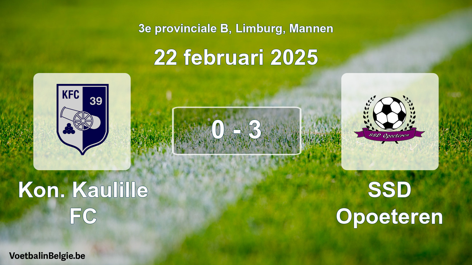 Gespeelde wedstrijd mannenvoetbal: Kon. Kaulille FC - SSD Opoeteren 0 - 3 (22 februari 2025)