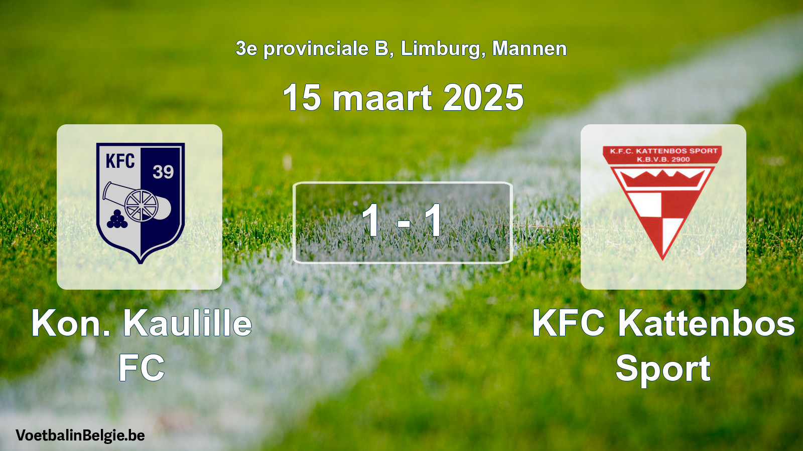 Gespeelde wedstrijd mannenvoetbal: Kon. Kaulille FC - KFC Kattenbos Sport 1 - 1 (15 maart 2025)