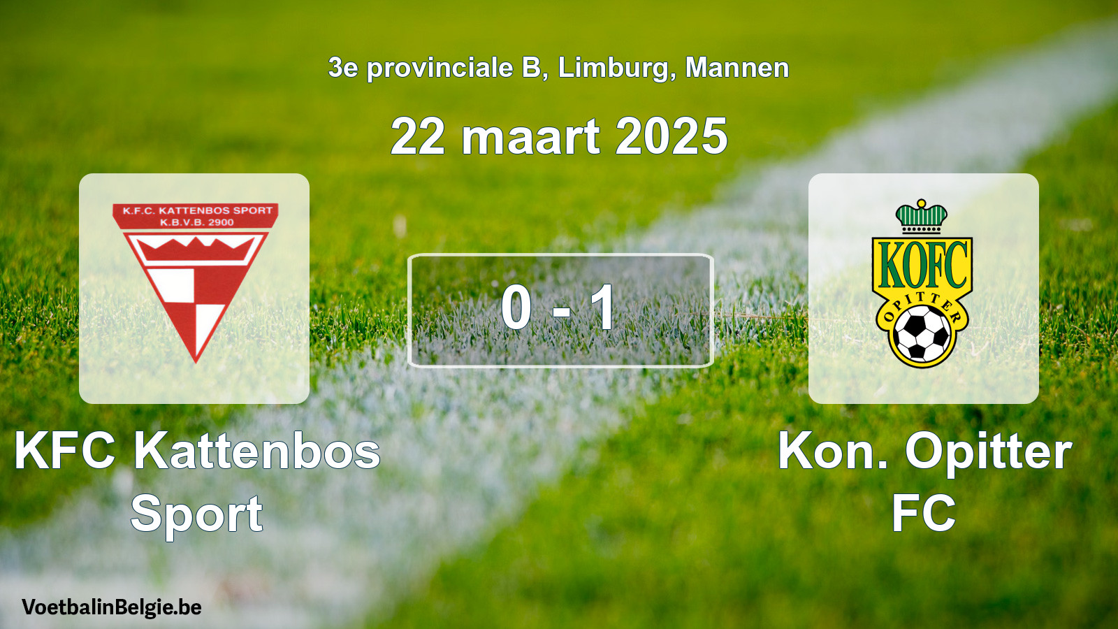 Gespeelde wedstrijd mannenvoetbal: KFC Kattenbos Sport - Kon. Opitter FC 0 - 1 (22 maart 2025)