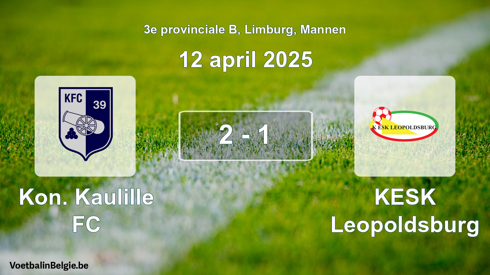 Gespeelde wedstrijd mannenvoetbal: Kon. Kaulille FC - KESK Leopoldsburg 2 - 1 (12 april 2025)