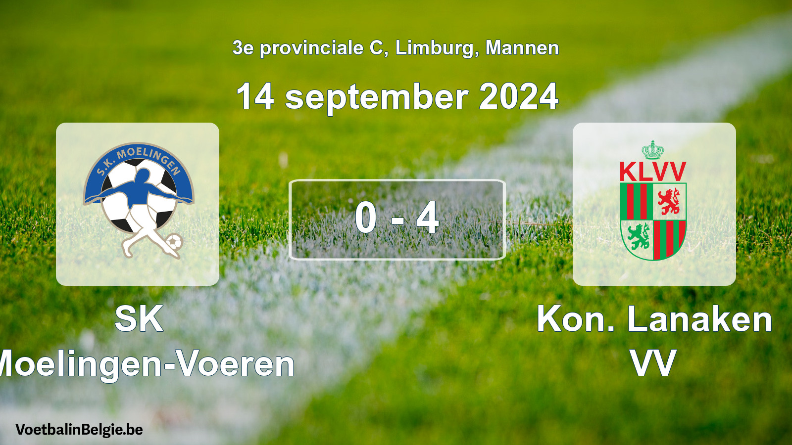 Gespeelde wedstrijd mannenvoetbal: SK Moelingen-Voeren - Kon. Lanaken VV 0 - 4 (14 september 2024)