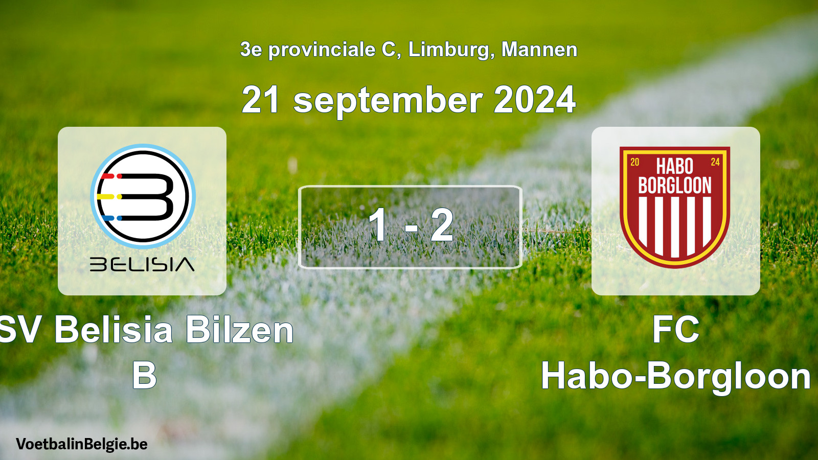 Gespeelde wedstrijd mannenvoetbal: SV Belisia Bilzen B - FC Habo-Borgloon 1 - 2 (21 september 2024)