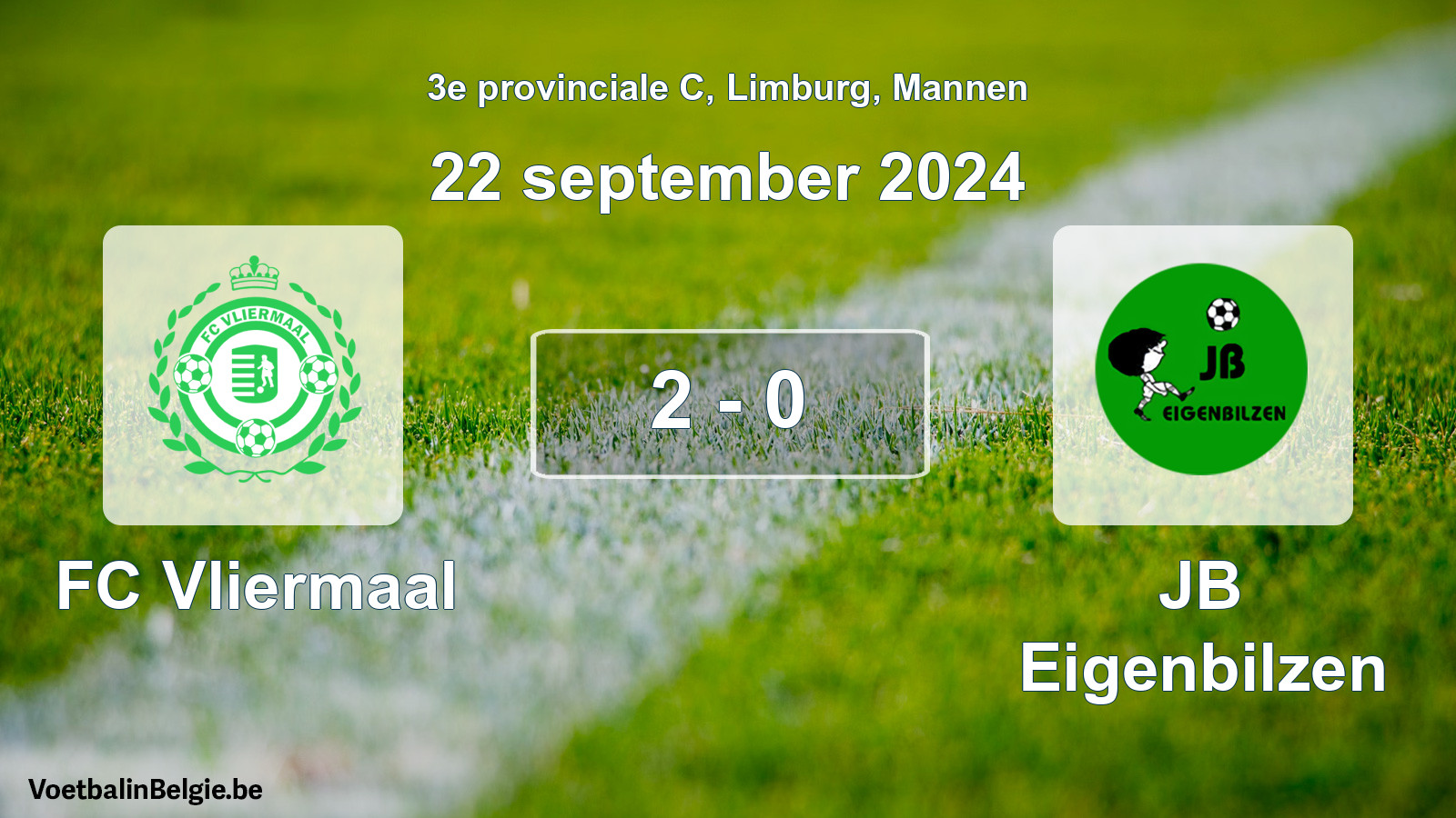 Gespeelde wedstrijd mannenvoetbal: FC Vliermaal - JB Eigenbilzen 2 - 0 (22 september 2024)