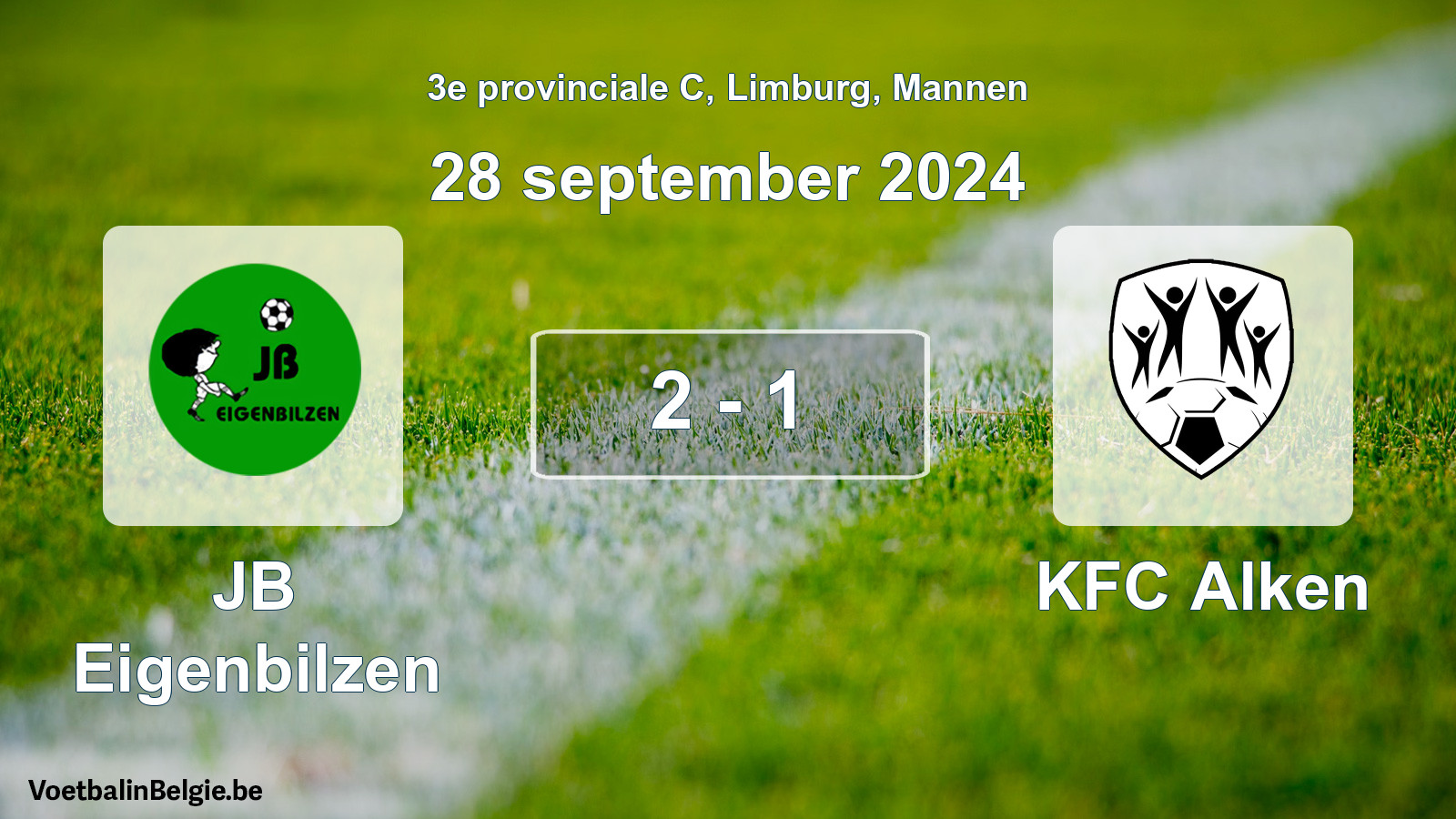 Gespeelde wedstrijd mannenvoetbal: JB Eigenbilzen - KFC Alken 2 - 1 (28 september 2024)