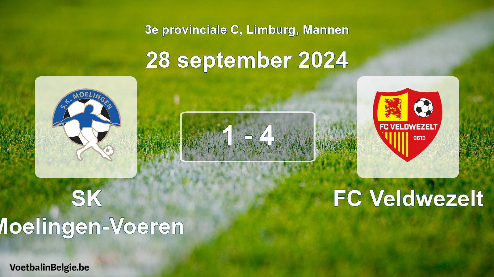Gespeelde wedstrijd mannenvoetbal: SK Moelingen-Voeren - FC Veldwezelt 1 - 4 (28 september 2024)