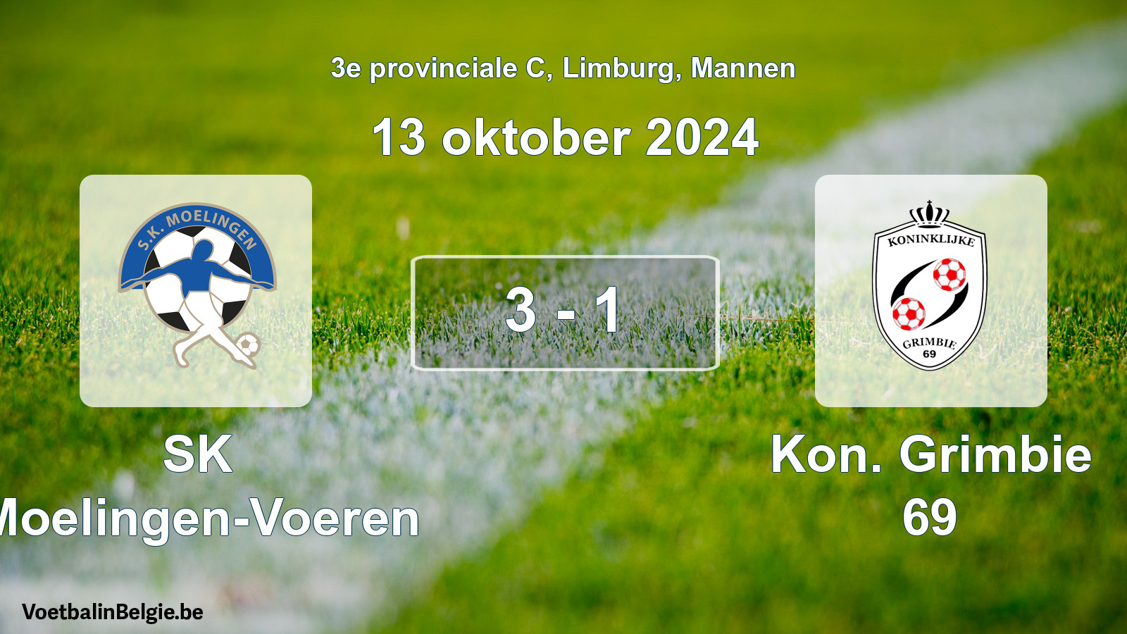 Gespeelde wedstrijd mannenvoetbal: SK Moelingen-Voeren - Kon. Grimbie 69 3 - 1 (13 oktober 2024)