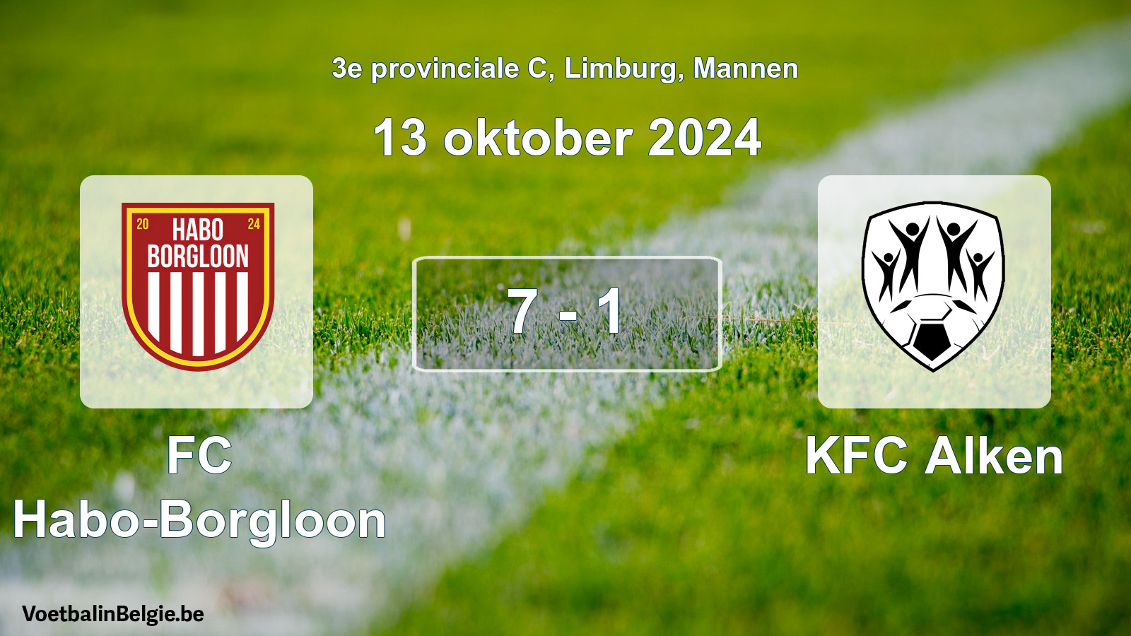 Played match men football: FC Habo-Borgloon - KFC Alken 7 - 1 (13 October 2024)