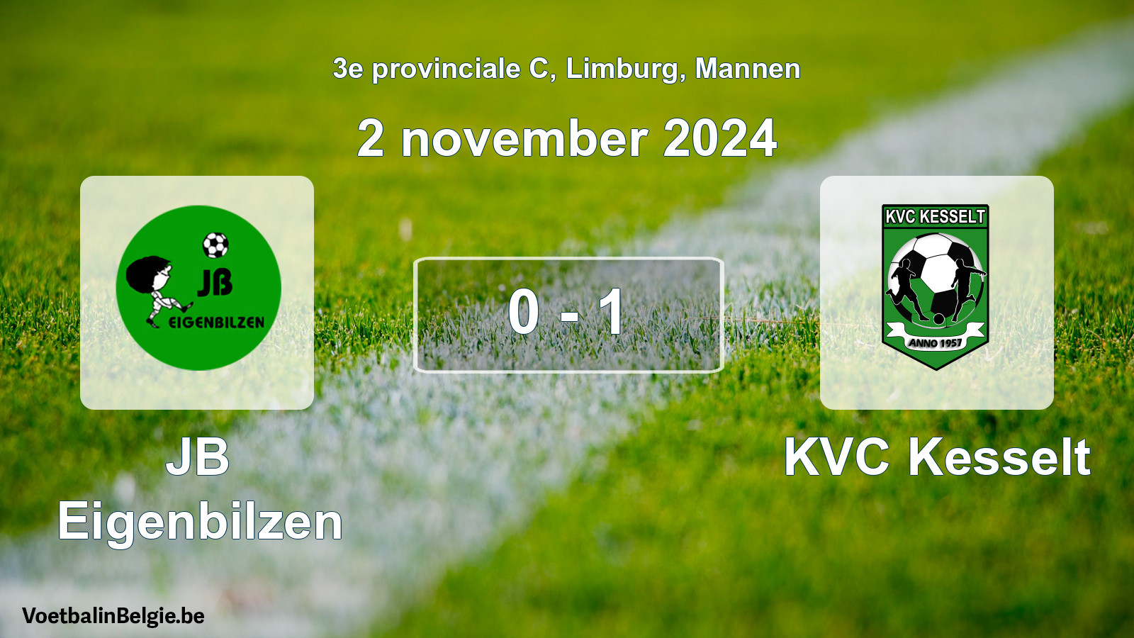 Gespeelde wedstrijd mannenvoetbal: JB Eigenbilzen - KVC Kesselt 0 - 1 (2 november 2024)