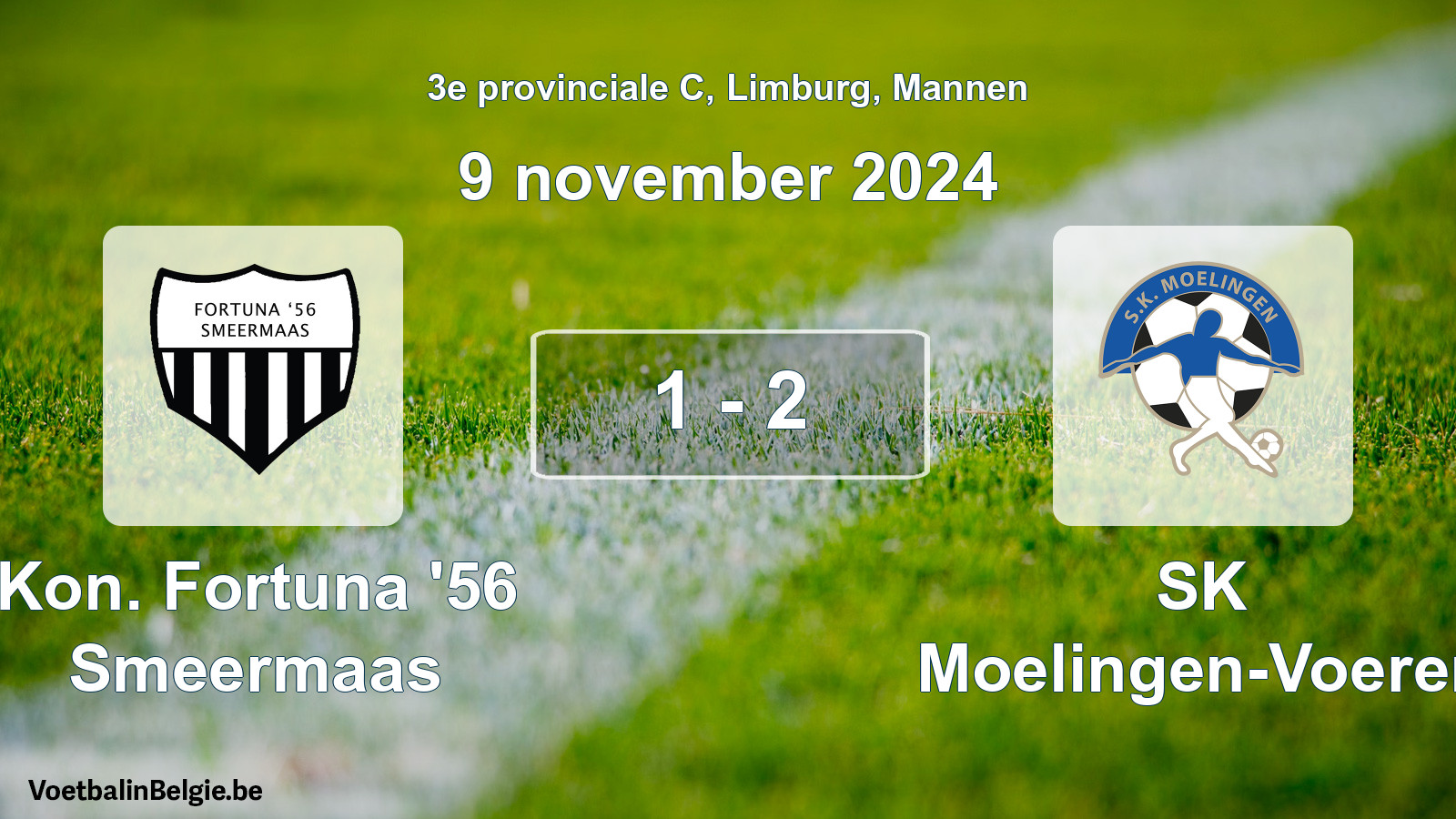 Gespeelde wedstrijd mannenvoetbal: Kon. Fortuna '56 Smeermaas - SK Moelingen-Voeren 1 - 2 (9 november 2024)